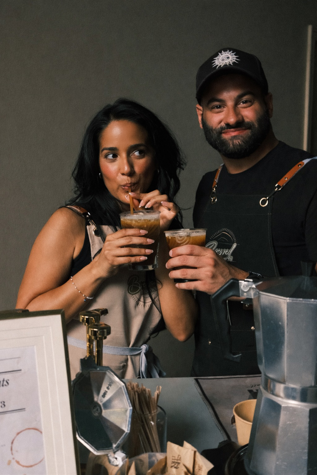 Shelesea and Christian founders of Brewed Moments Coffee Cart New York mobile espresso bar