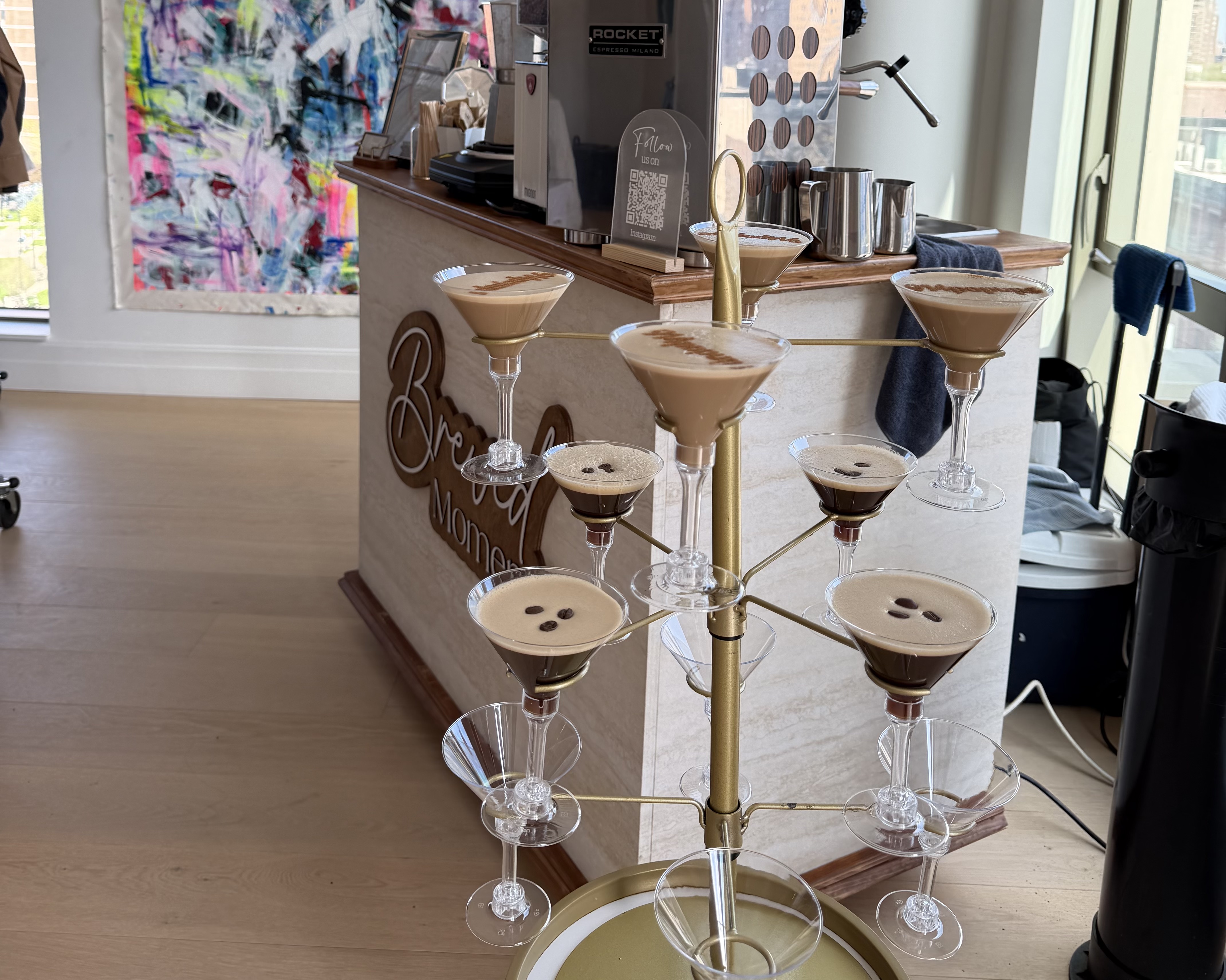 Brewed Moments Coffee Cart espresso martini bar served at a New York event