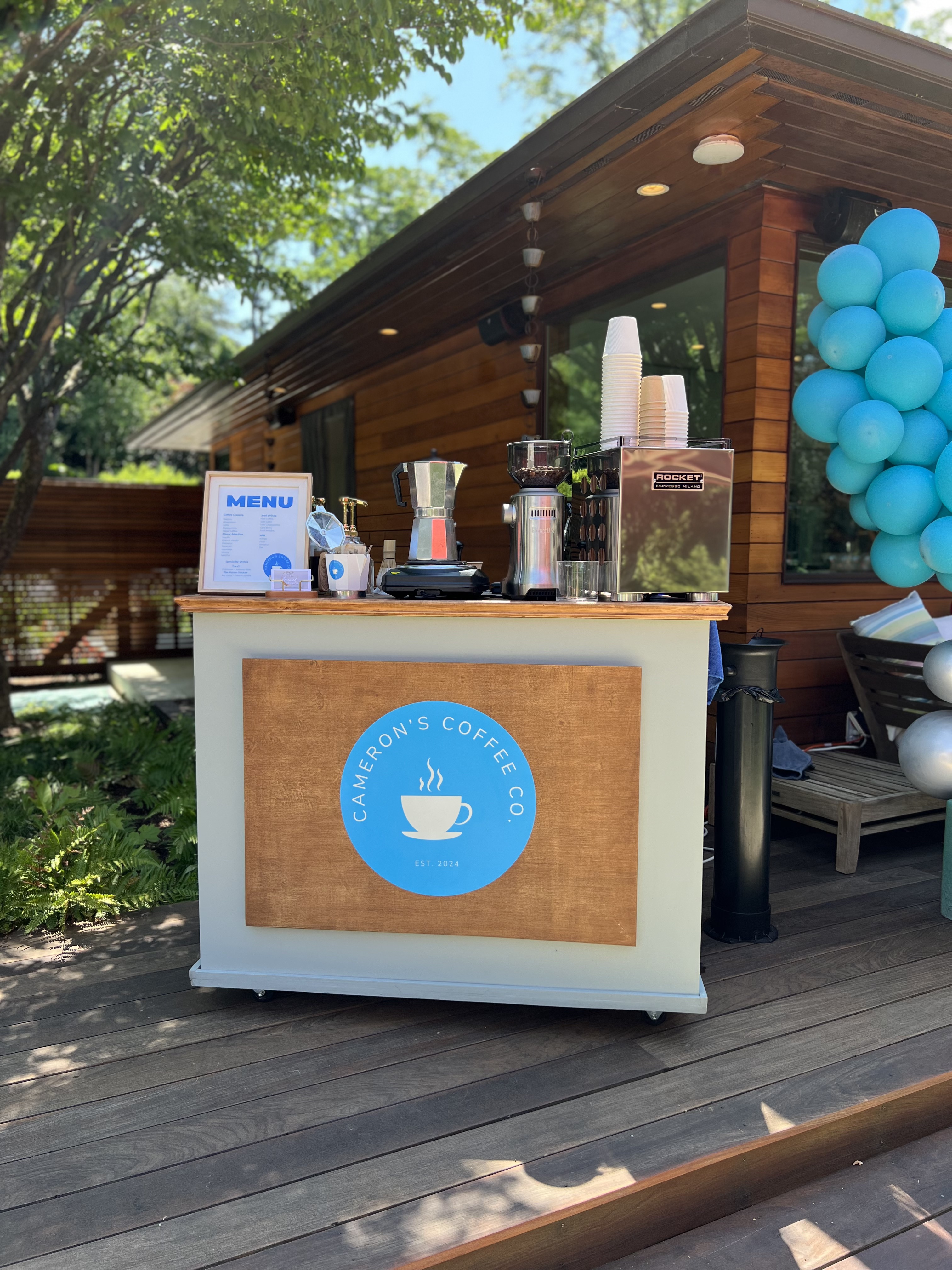 Custom branded coffee cart setup New York event