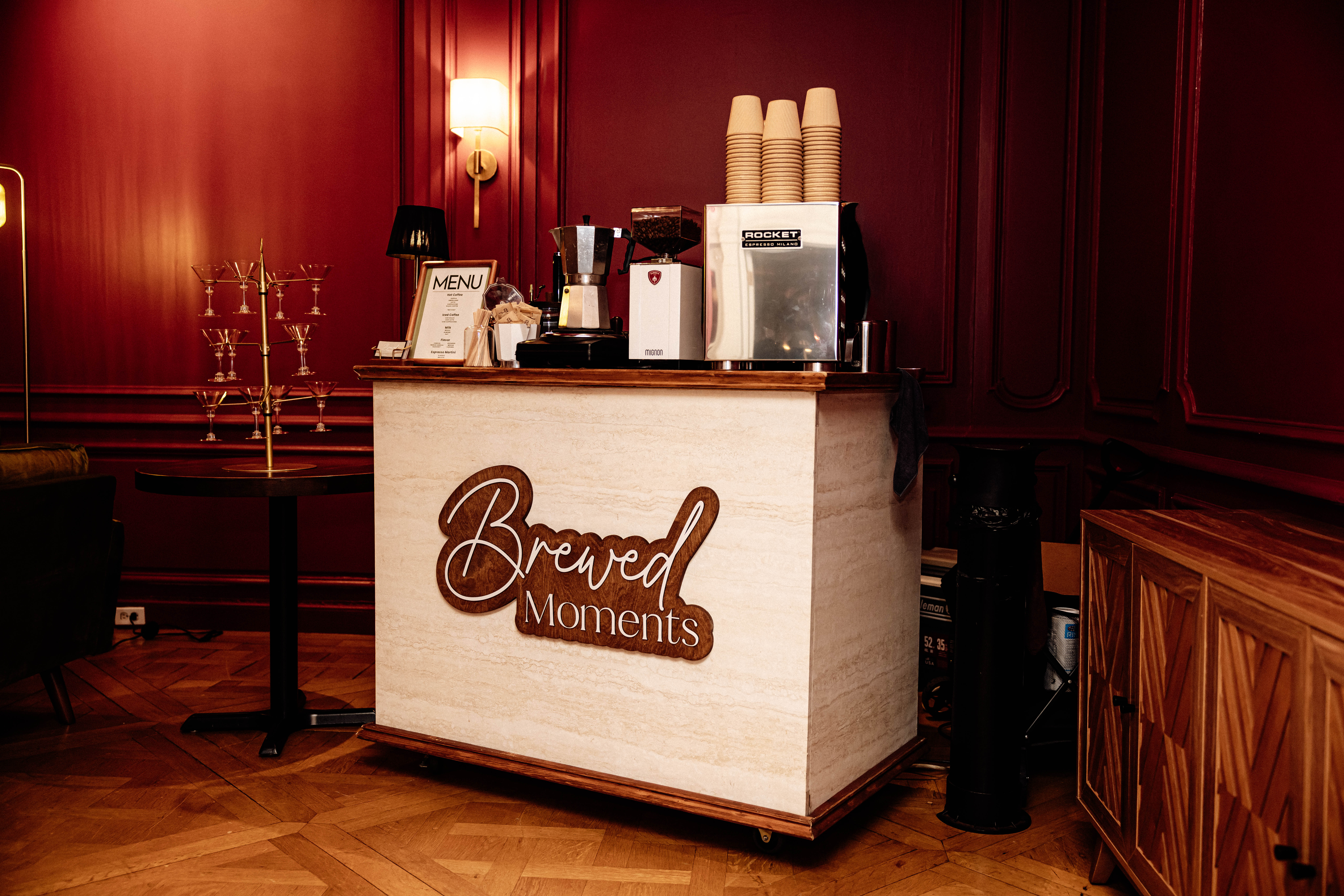Brewed Moments Coffee Cart luxury mobile espresso bar catering New York event