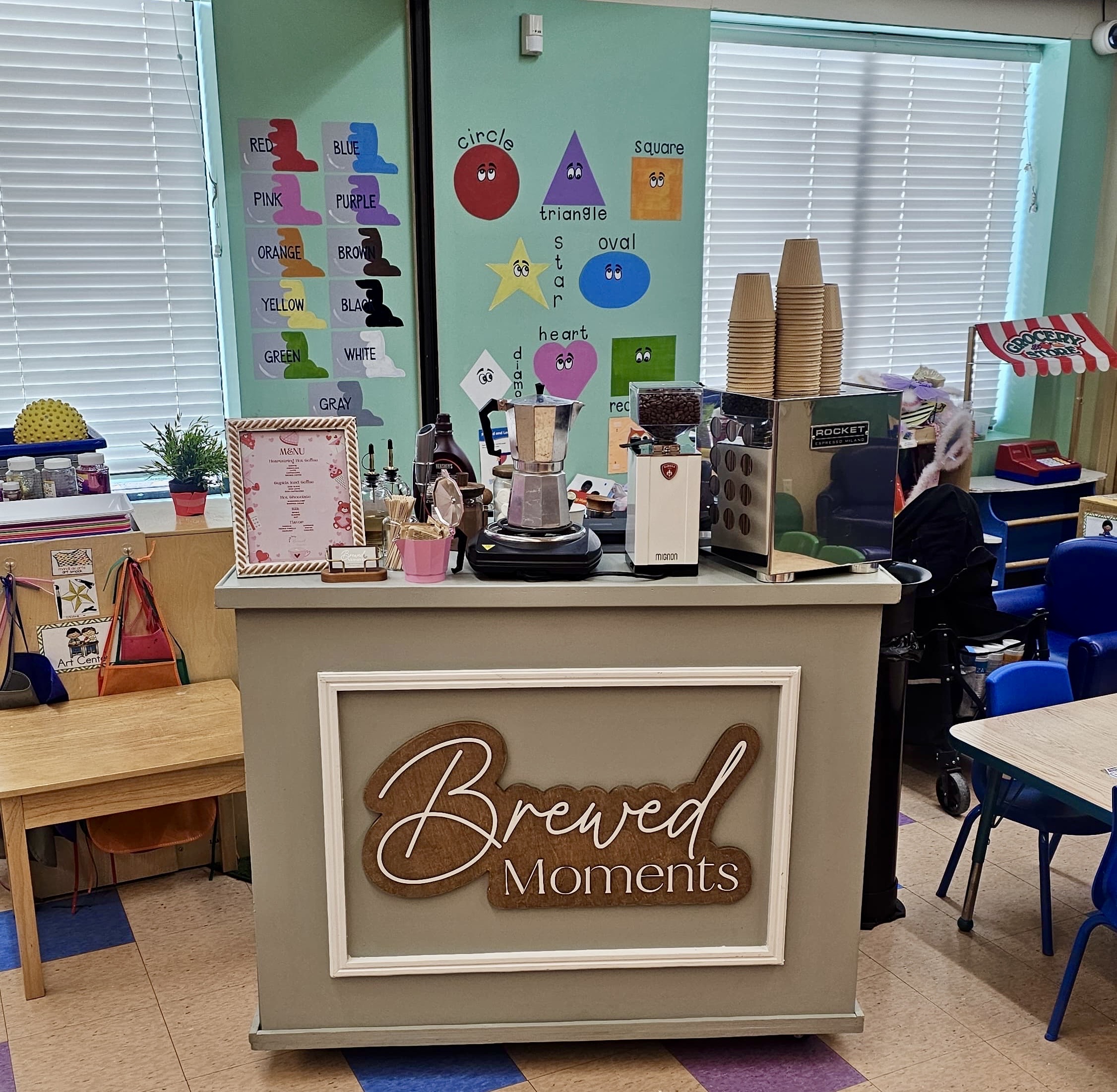 Brewed Moments Coffee Cart providing mobile espresso bar service for schools and nonprofits in New York